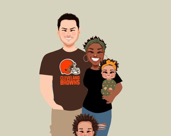 Family of 4 custom portrait. Personalized family portrait. Anniversary Gift. Father's Day Gift. Family Drawing. Custom portrait. Drawing.