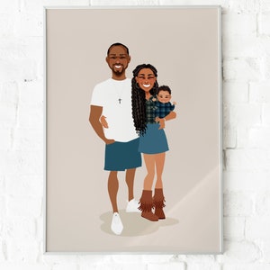 3-köpfige Familie benutzerdefinierte Porträt. Personalisiertes Familien Porträt. Jubiläumsgeschenk. Muttertagsgeschenk. Familien Zeichnung. Benutzerdefiniertes Porträt. Zeichnung.
