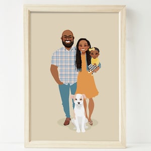 Ritratto personalizzato di una famiglia di 3 persone. Ritratto di famiglia personalizzato. Regalo di anniversario. Regalo per la festa della mamma. Disegno di famiglia. Ritratto personalizzato. Disegno.