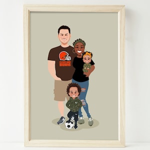4-köpfige Familie benutzerdefinierte Porträt. Personalisiertes Familien Porträt. Jubiläumsgeschenk. Geschenk zum Vatertag. Familien Zeichnung. Benutzerdefiniertes Porträt. Zeichnung.