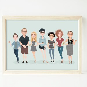 Family of 7 custom portrait. Personalized family portrait. Anniversary Gift. Father&#39;s Day Gift. Family Drawing. Custom portrait. Drawing.