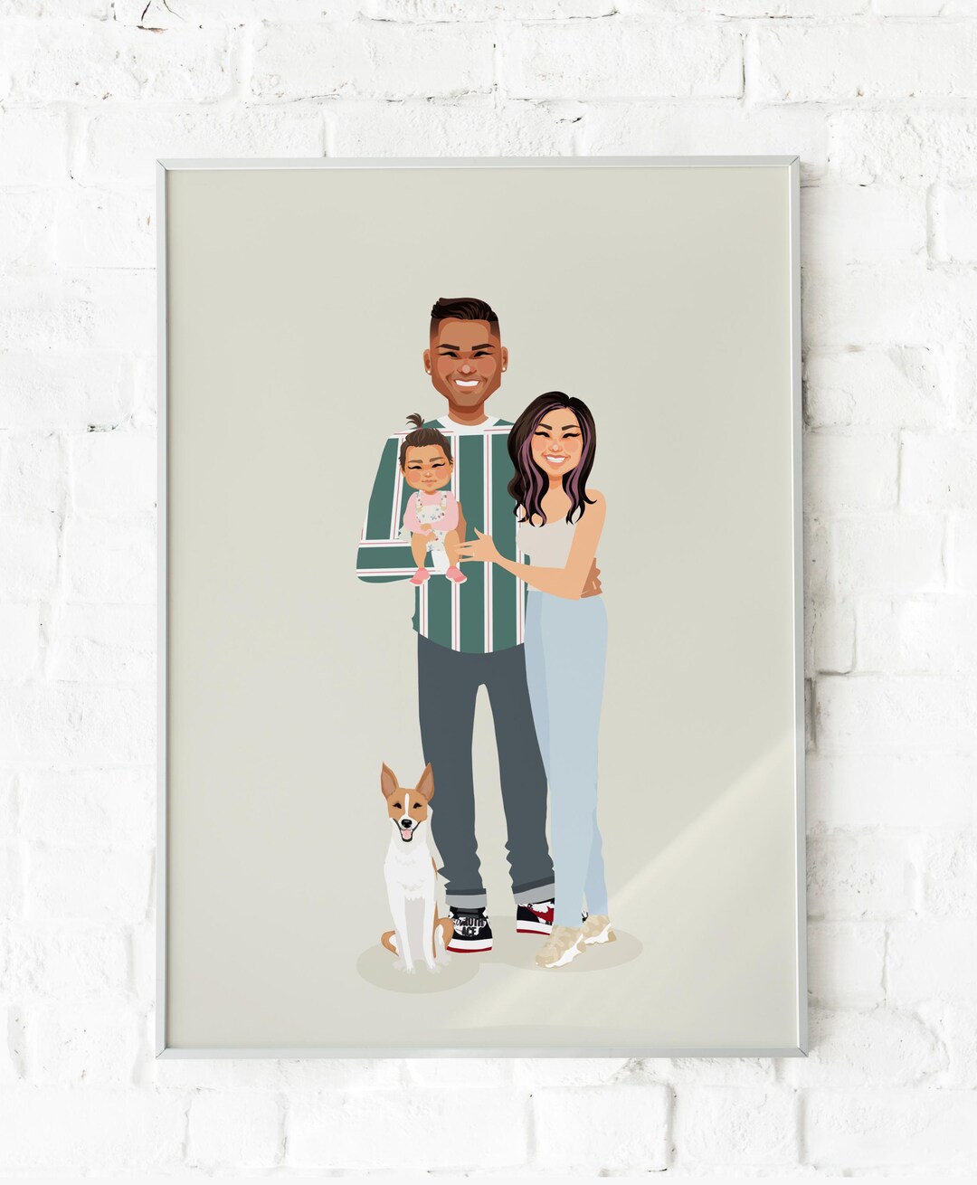 Custom Family Portrait: Personalized Drawing for 3 (digital Download ...