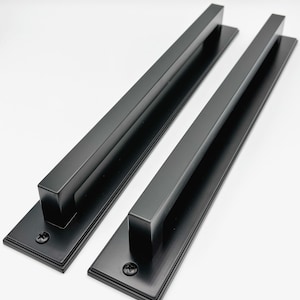 Bold Modern Garage Door Decorative Hardware Handles | Zinc Alloy Metal & Magnetic | Attract Collection | Matte Black