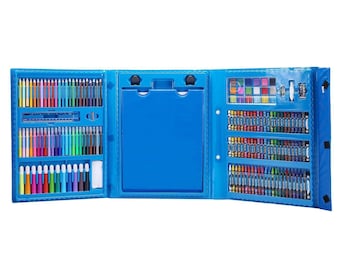 208 Pcs Kids Art Set: Colouring, Drawing & Painting - Blue Case