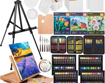 158-Piece Art Painting Set: Acrylic, Oil, Watercolor Paints, Easels