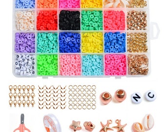 DIY Bracelet Making Kit: Color Disc Beads, Charms, and Findings