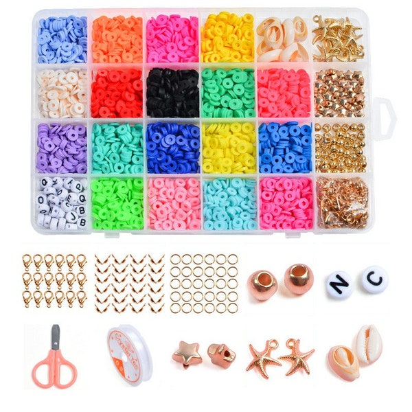 Jewelry Making Kit Beads for DIY Bracelet Making Kit Color Disc Bohemian Jewelry - Clay Beads For Bracelet Necklace - Hand Craft Gift