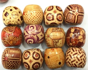 Mixed Wooden Macrame Beads: Large Hole BOHO Charms