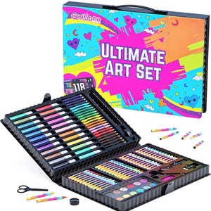 118-Piece Awesome Arts Art Kits For Kids, painting set, Deluxe Painting Paper Box Art Set, Coloring Drawing Art Supplies, Gift for Artists
