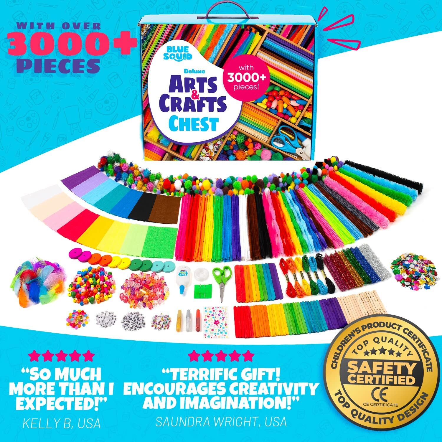 Arts and Crafts for Kids 3000+ Piece Deluxe Craft Chest