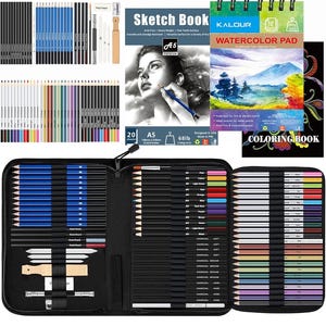 76pc Art Supply Set - Sketching, Drawing Kit with Tutorial Book, Sketchbook & Paper - Pencils, Pastels, Watercolors for Beginner Artists