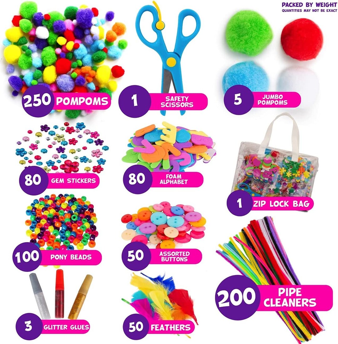 Blue Squid Craft Supplies for Kids - 3000 pcs in The Ultimate Arts and Crafts Box - This Deluxe Art Supply Kit & Craft Set is Perfect for Young Artists of Ages 4,5,6,7,8,9,10,11,12