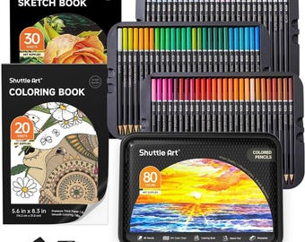 80 Coloring Pencils Set: Soft Core, Sketch Pad, Coloring Book