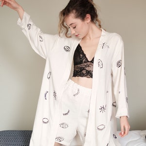 Linen Yukata Kimono Robe, Oversized Beach Cover Up, Lightweight Unisex Jacket, Aztec Inspired Wrap, Earthy Boho Summer Kimono, Beach Layer