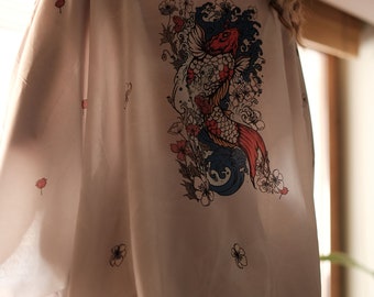 Japanse kimono jas, satijnen gewaad, oversize strandbedekking, lichtgewicht yukata, zijden vest, zijdeachtige satijnen jurk, unisex gewaad, Shukin kimono