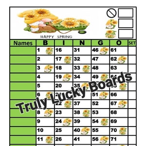 Spring Gnome Bingo Board 75