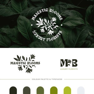 Semi Custom Brand Kit, Flower Shop Logo, Botanical Logo Design, Pre-made Floral Logo Brand, Semi Custom Logo Set, Custom Brand Identity Kit