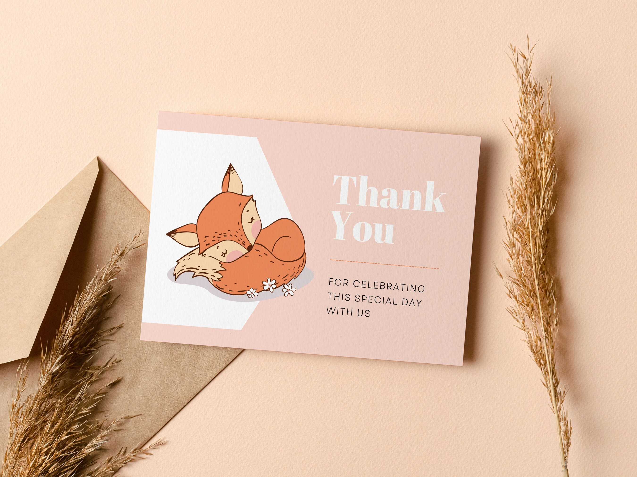 Fox Baby Shower Invitation Pack, Baby Fox Boy Girl, Printable, Editable ...