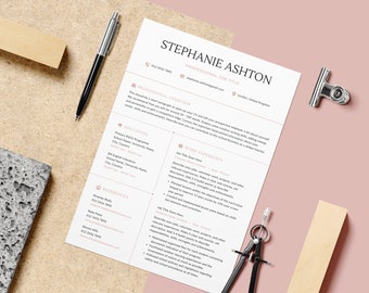 Teacher Resume Template, Cover Letter, References (Canva Template)