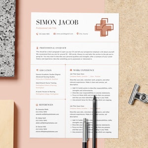 Nursing Nurse Resume, Nurse Resume, Student Nurse, Medical Resume, Physician Assistant CV Template, Medical Student, Canva Template