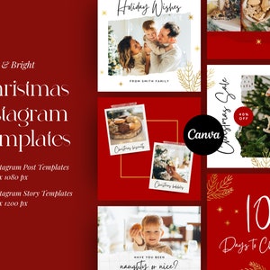 Christmas Instagram Posts & Stories Template Pack in Canva, Christmas Instagram, Creative Instagram Templates, IG Canva, Christmas Branding