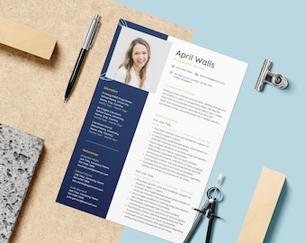 Teacher Resume Template, Cover Letter, References (Canva Template)