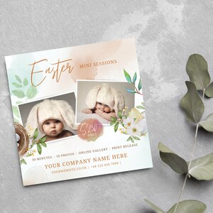 Easter Mini Session Template Editable in CANVA, Easter Marketing Board, Easter Photo Session, Easter Photography Session, CANVA Template