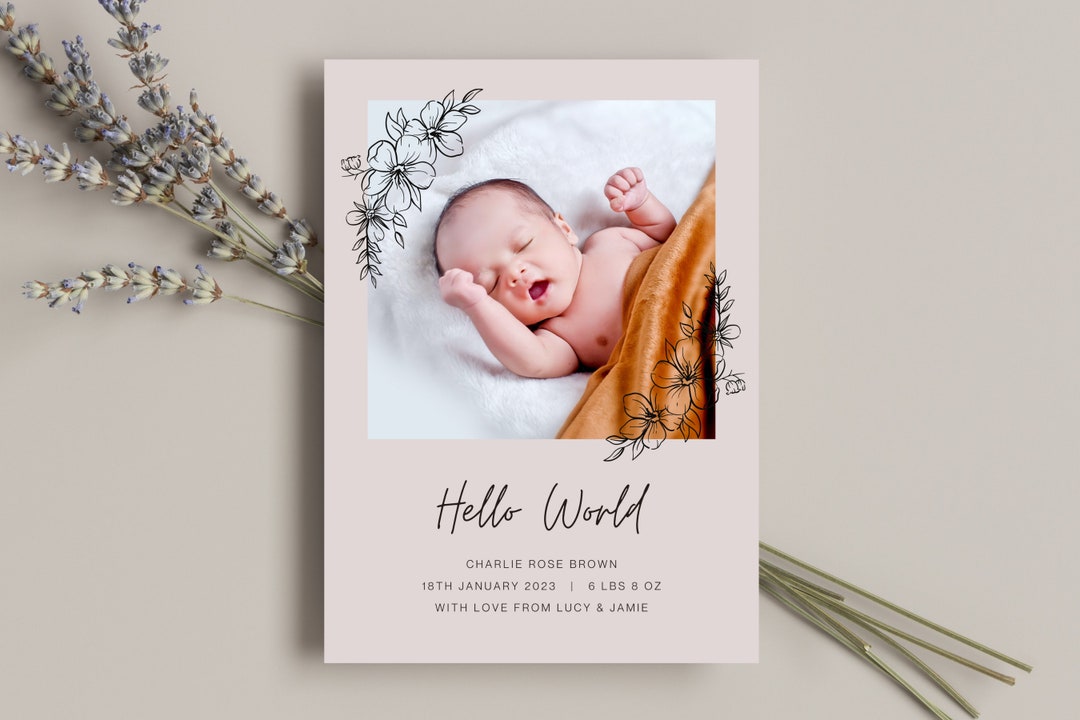 Birth Announcement Template in CANVA, Newborn Announcement Template, Newborn Announcement Photo