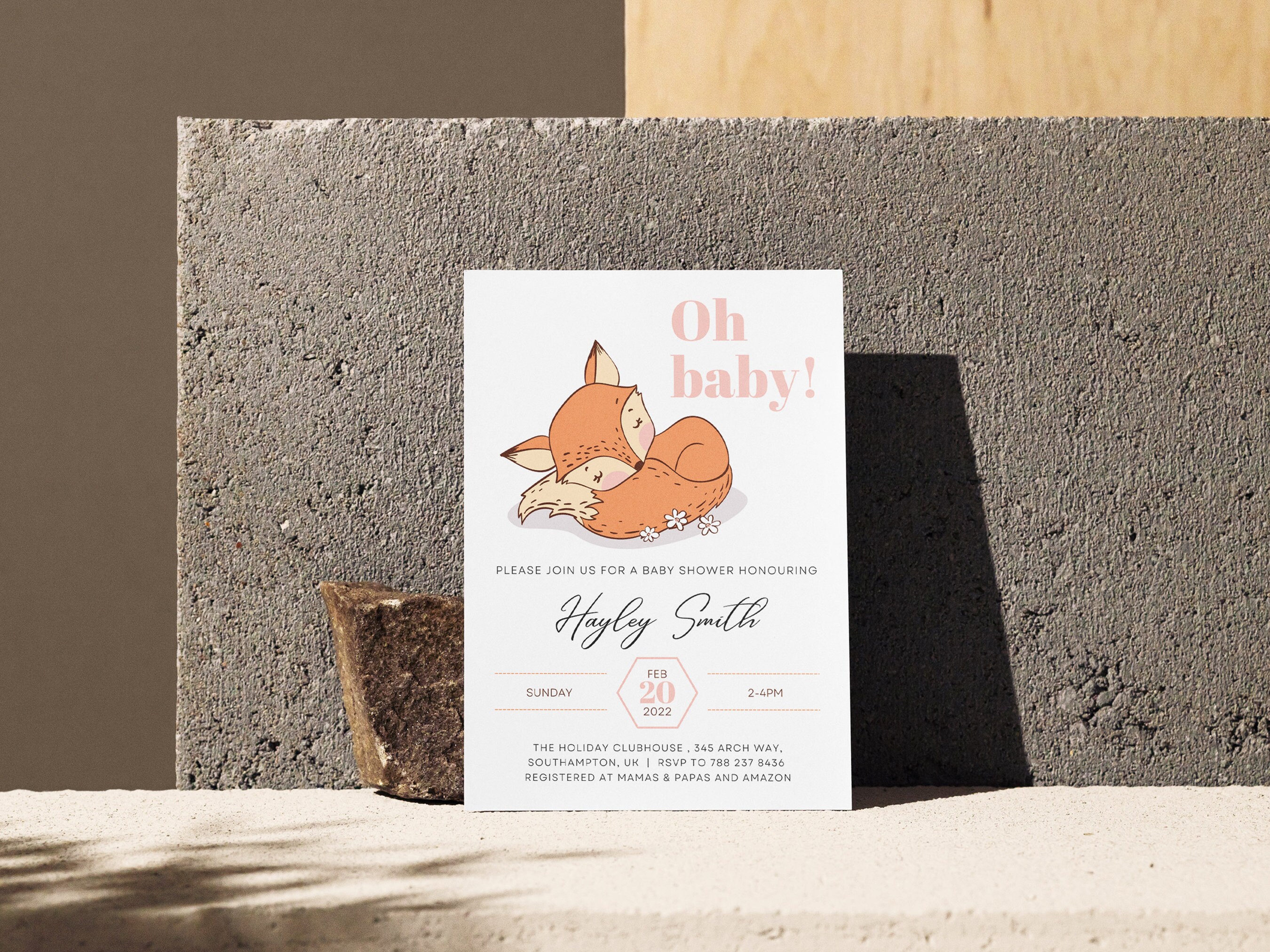 Fox Baby Shower Invitation Pack, Baby Fox Boy Girl, Printable, Editable ...