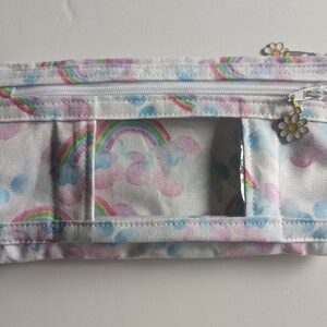 Insulin pump and cell phone double pouch Rainbows and clouds