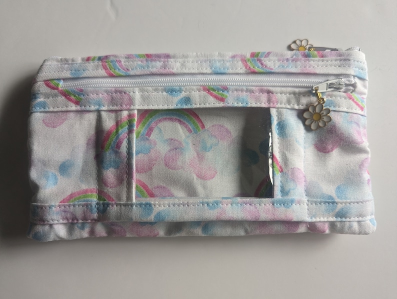 Insulin pump and cell phone double pouch Rainbows and clouds