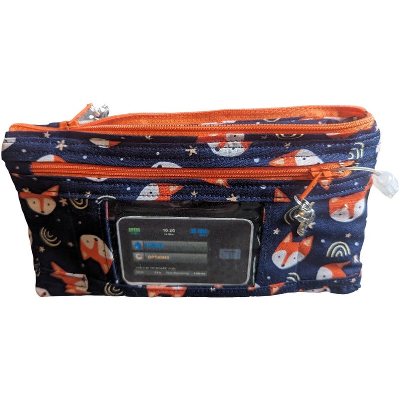 Insulin pump and cell phone double pouch foxes