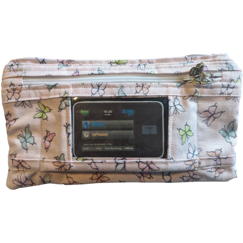 Insulin pump and cell phone double pouch Butterflies