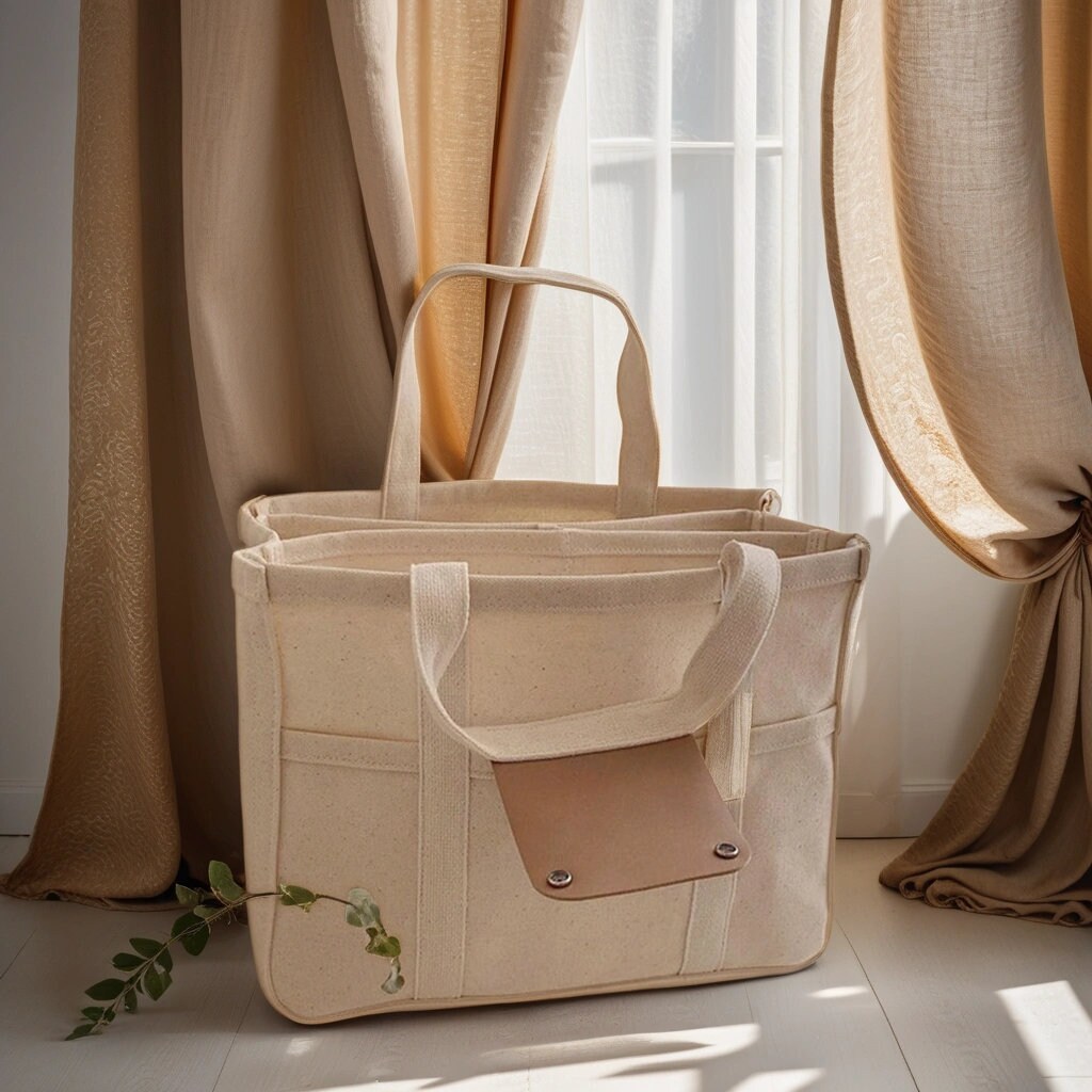 Canvas Tote Bag With Pockets Canvas Tote Bag Large Canvas Tote Bag