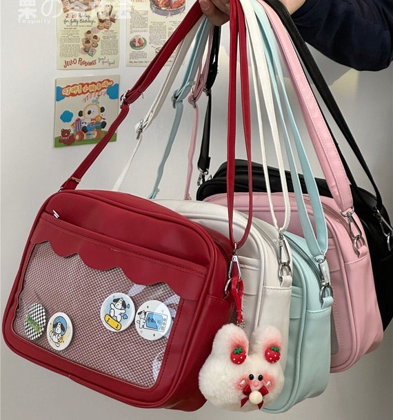 Cute Bags Kawaii Purse Wallets Aesthetic Small Corduroy Crossbody Bag with Bear Keychains Kawaii Gift for Women Teen Girls