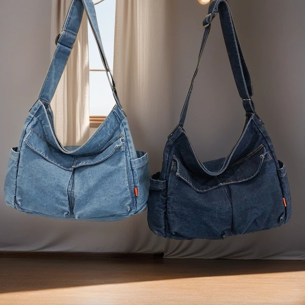 Denim Crossbody Bag-Stylish Denim Shoulder Purse-Chic Denim Messenger Bag-Denim Mini Crossbody Purse-Denim Sling Bag-Denim Hobo Crossbody