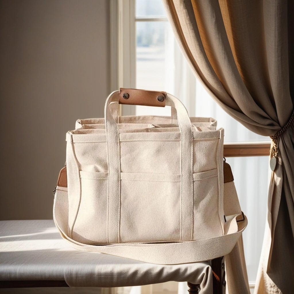 Large canvas tote bags with pockets clearance