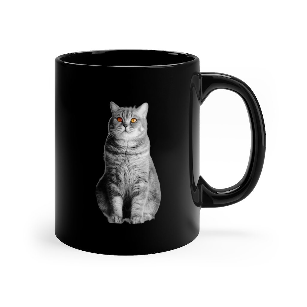 Chat Regardant avec Des Yeux Rouges et Orange Tasse de Chat/Café Cadeau d'amoureux Du Noire Visage C