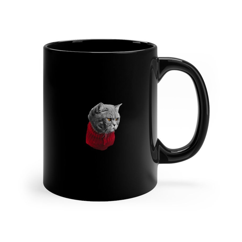 Mug de Chat Pull Rouge/Tasse Café Aux Yeux Orange Papa Drôle Café.