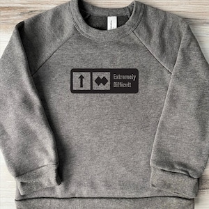 TODDLER/KIDS Funny Ski/Snowboard Sweatshirt - &quot;Extremely Difficult&quot; Double Diamond Trail Sign Sweatshirt