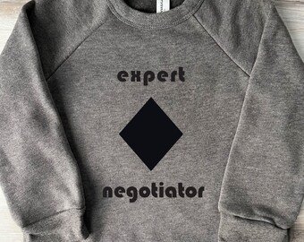 ADULT UNISEX Funny Ski/Snowboard Sweatshirt - "Expert Negotiator" Black Diamond Trail Sign Unisex Sweatshirt