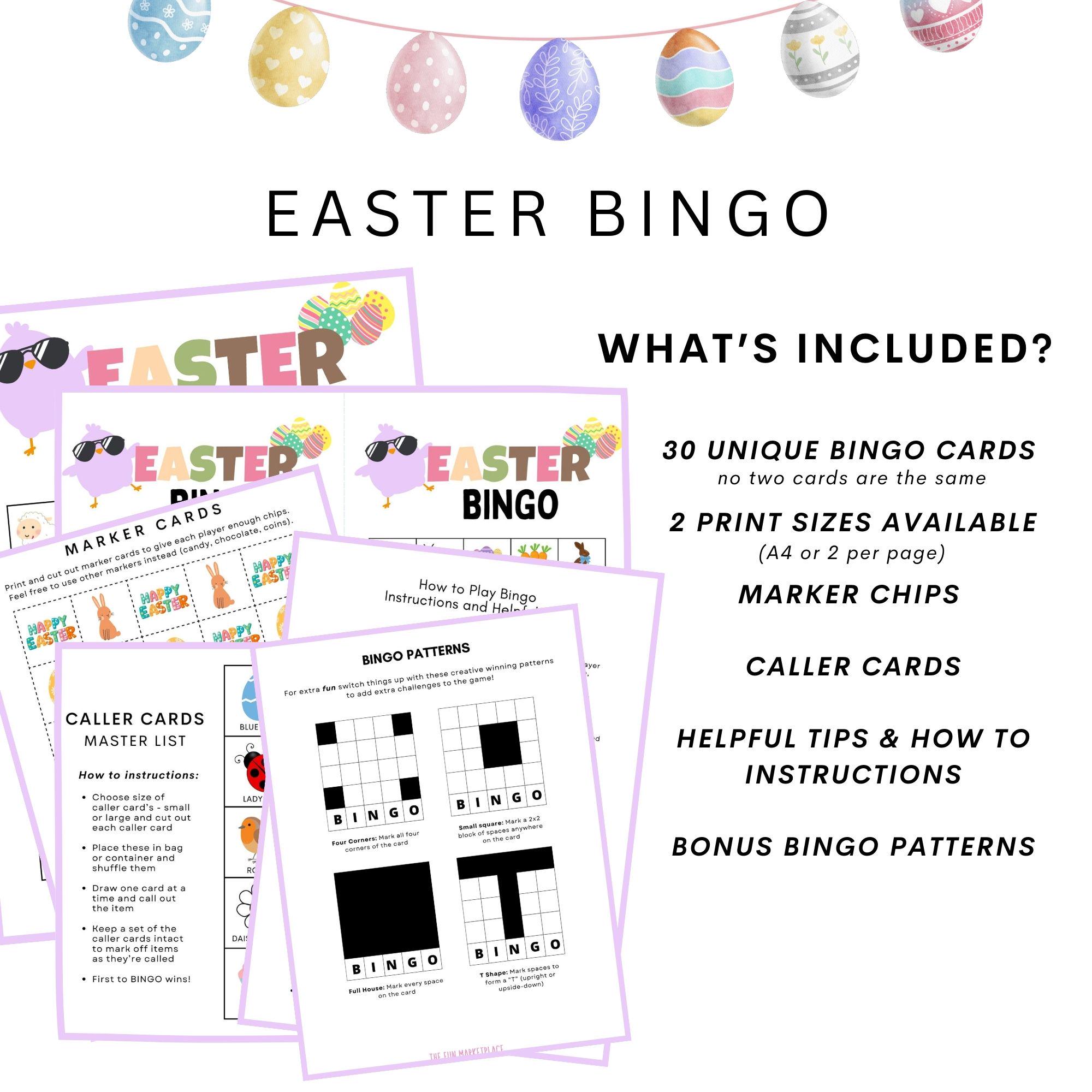 30 Easter Bingo Cards for Kids, Printable Spring Games, Easter ...
