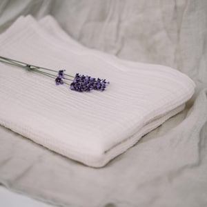Luxurious GOTS Organic cotton unbleached 4-layer cotton Blanket/Towel &quot;Nature&#39;s Embrace&quot;. Sustainable, Buttery soft, Breathable, All Natural