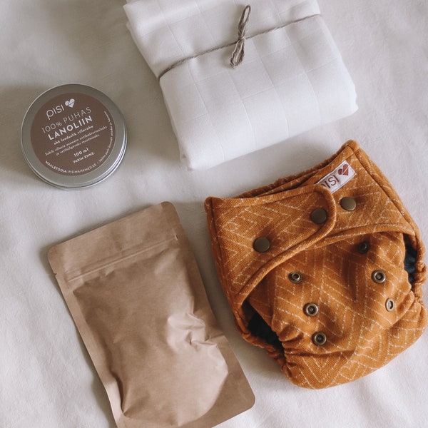 Sustainable Babyshower Gift: Premium Merino Wool Diaper Starter Kit Eco-Friendly, Reusable, Skin-Friendly, Natural, Breathable and Non-itchy