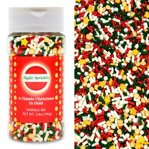 Mystic Sprinkles A Classic Christmas in Gold Sprinkle Mix 3.4 oz.