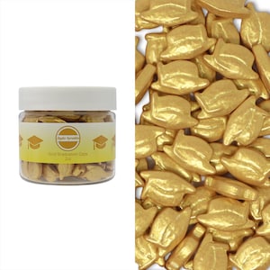 Mystic Sprinkles Candy Shapes Graduation Caps 2oz - Gold