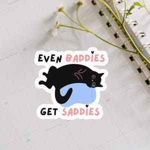 Funny Cute Black Cat Stickers, Humorous Cat Decals, Adorable Animal Laptop Decals, Cat Lover Gift, Cute Kawaii Stickers, Funny Cat
