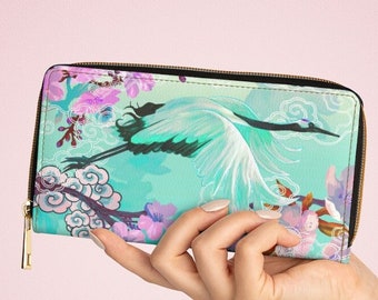Unique Custom Art Abstract Watercolor Sky Galaxy Women Trifold Wallet Long Purse Credit Card Holder Case Handbag