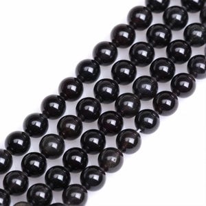 High-Quality A+ Genuine Black Tourmaline Beads – Natural Round Gemstones in 8mm, Full 15.5” Strand