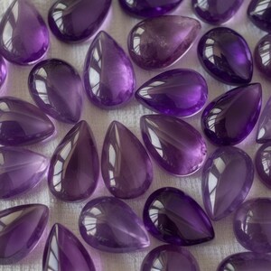 5 pcs 8x12mm Amethyst Cabochons Pear Set of 5 - Amethyst purple Gems for Jewelry Making Calibrated Amethyst lot
